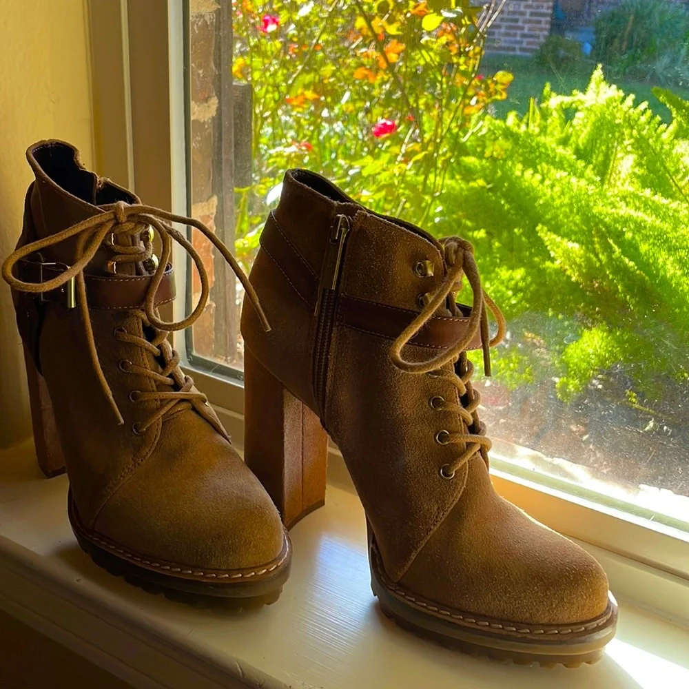 BCBGeneration Tan Suede Ankle Booties - Picture 2 of 8